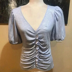 Express Light Blue Women's Ruched Top